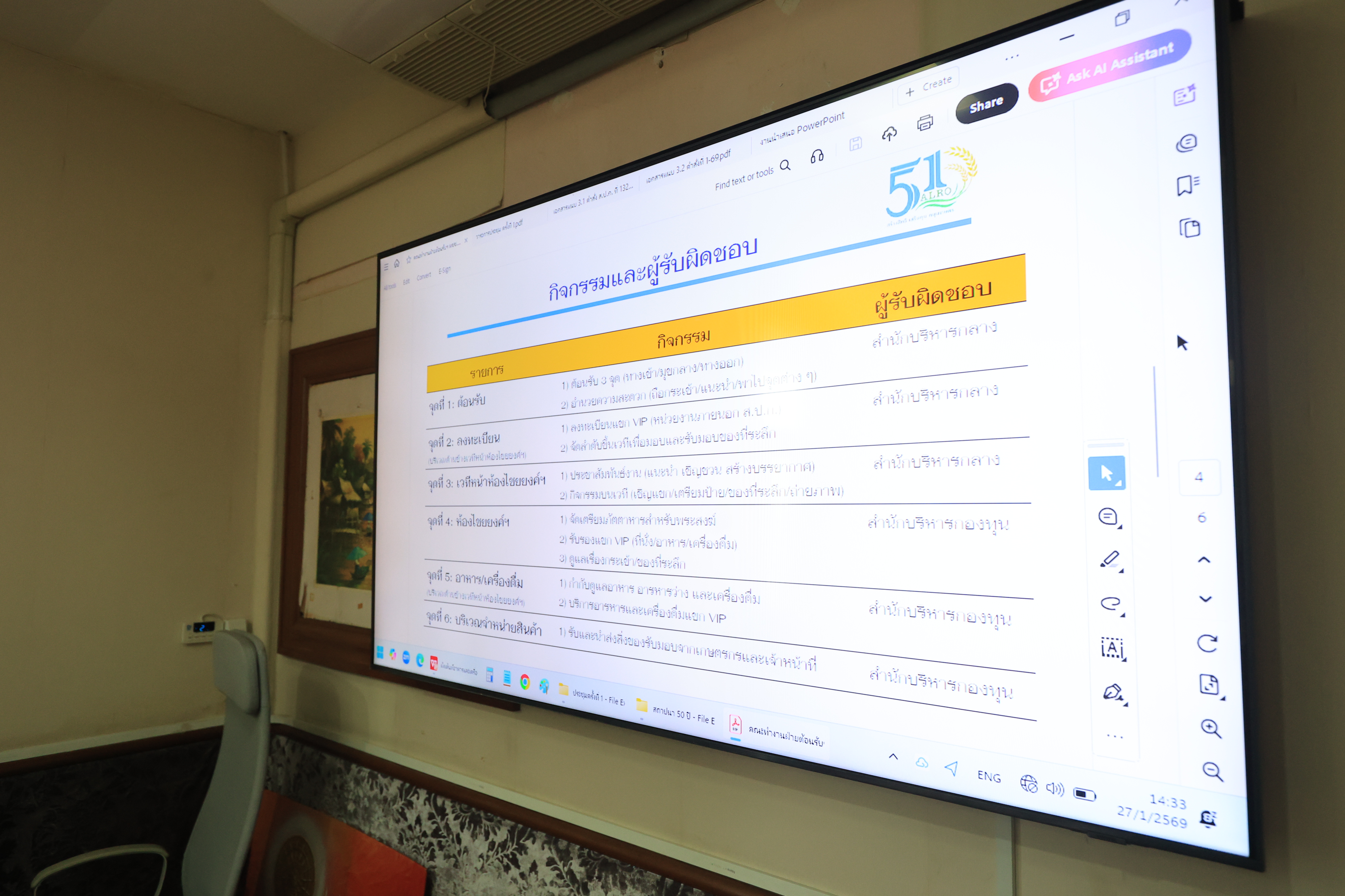 title - ส.ป.ก. ประชุมคณะทำงานฝ่ายต้อนรับ และอาหาร/เครื่องดื่ม เนื่องในวันคล้ายวันสถาปนา ส.ป.ก. ครบรอบ 51 ปี ครั้งที่ 1/2569